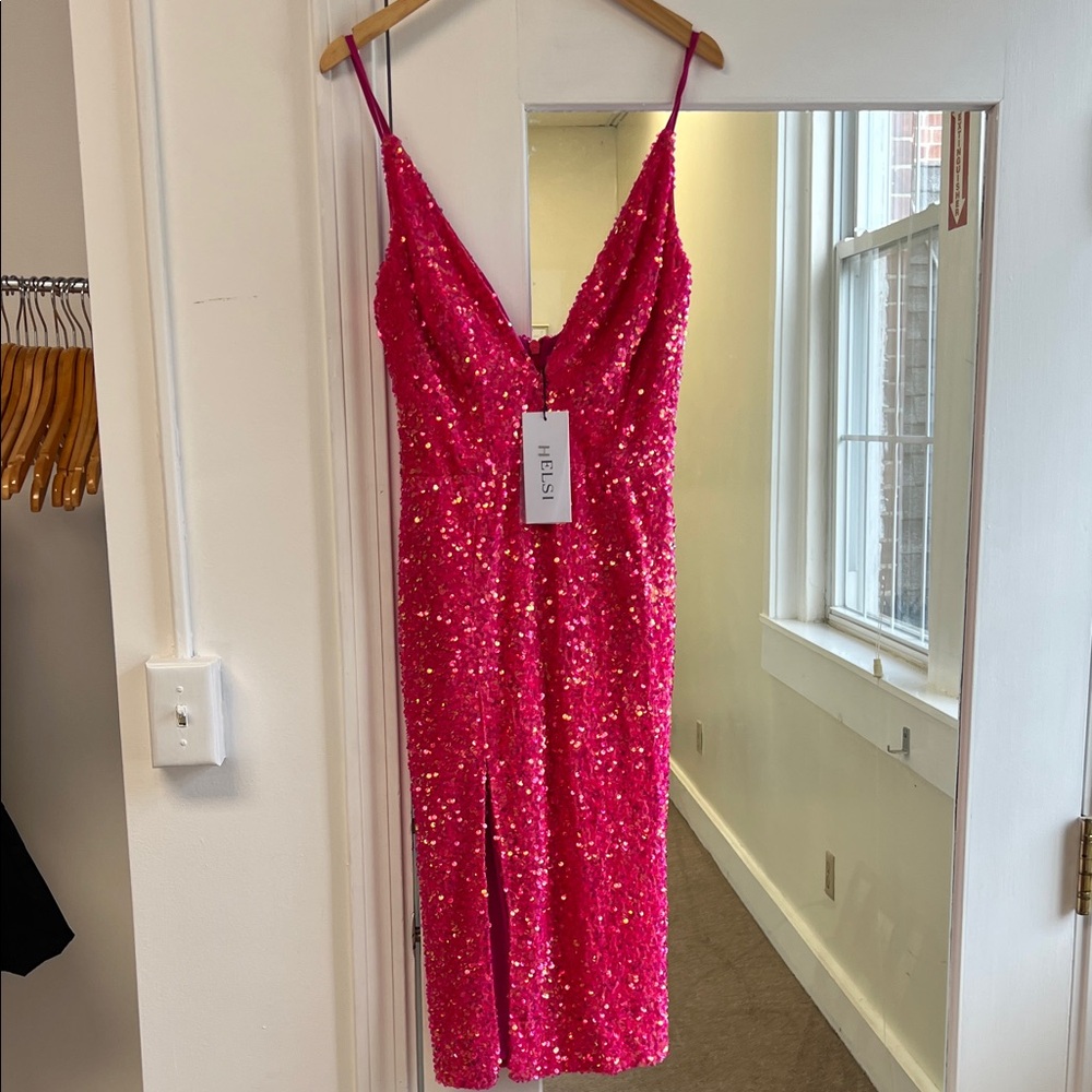 Elegant Pink Sequin Dress